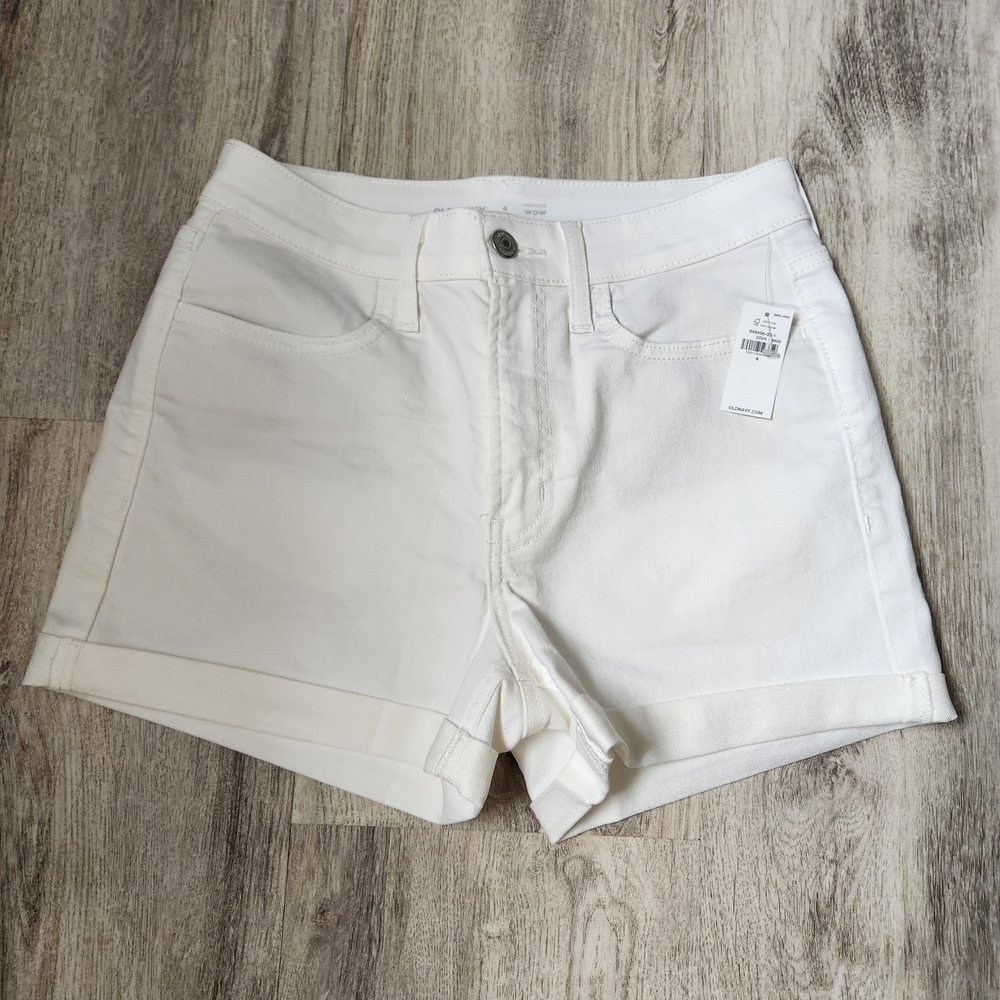 Old Navy High Rise Wow Women's White Jean Denim Shorts Size 4